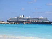 IMG_0635 - Our ship, the MS Westerdam, anchored off of Half Moon Cay, an island in the Bahamas, owned by Holland America Cruise lines.
